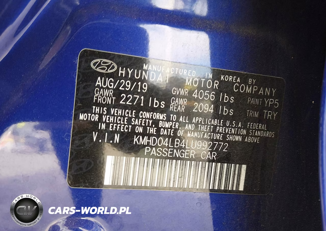 2020 Hyundai Elantra Sport VIN:KMHD04LB4LU992772 - 9