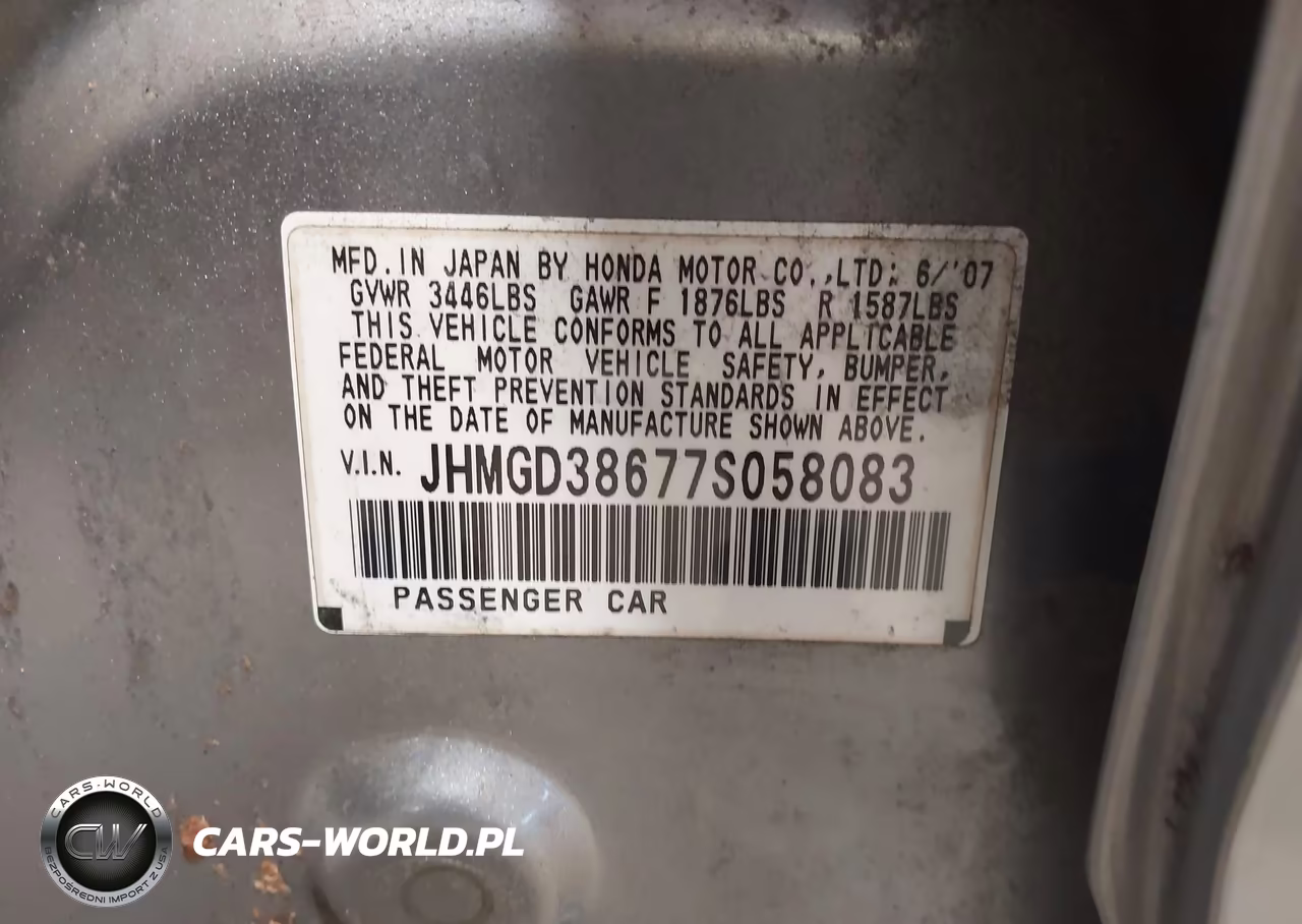 2007 Honda Fit Sport VIN:JHMGD38677S058083 - 9