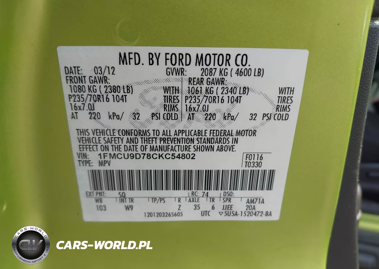 2012 Ford Escape Xlt VIN:1FMCU9D78CKC54802 - 9