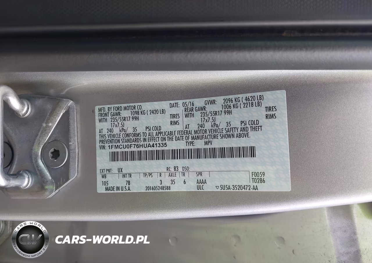 2017 Ford Escape S VIN:1FMCU0F76HUA41335 - 9