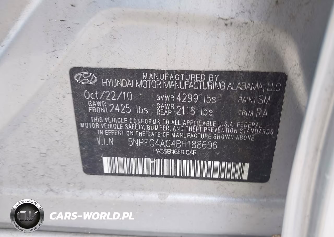 2011 Hyundai Sonata Se VIN:5NPEC4AC4BH188606 - 9