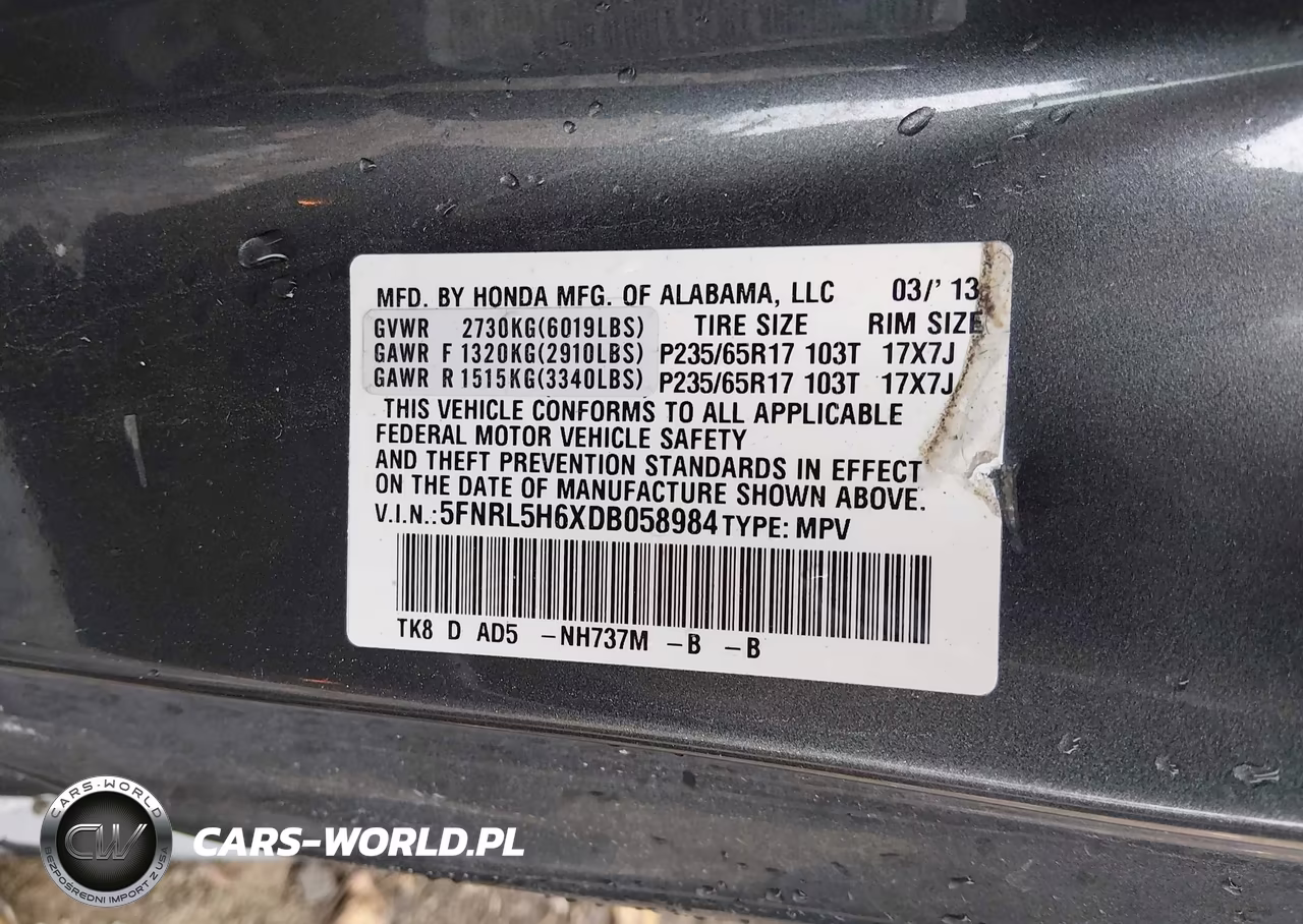 2013 Honda Odyssey Ex-L VIN:5FNRL5H6XDB058984 - 9