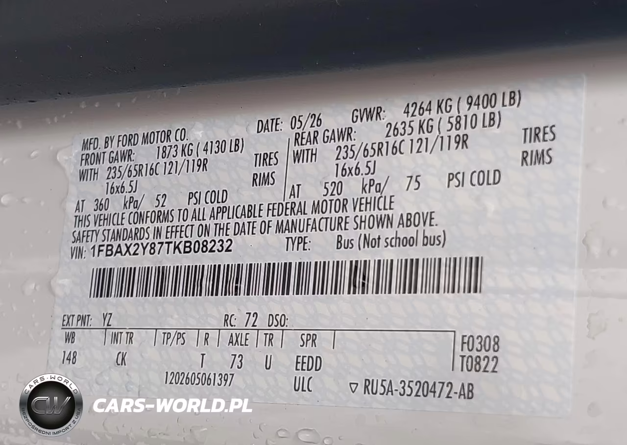 2026 Ford Transit-350 Passenger Van Xlt VIN:1FBAX2Y87TKB08232 - 9