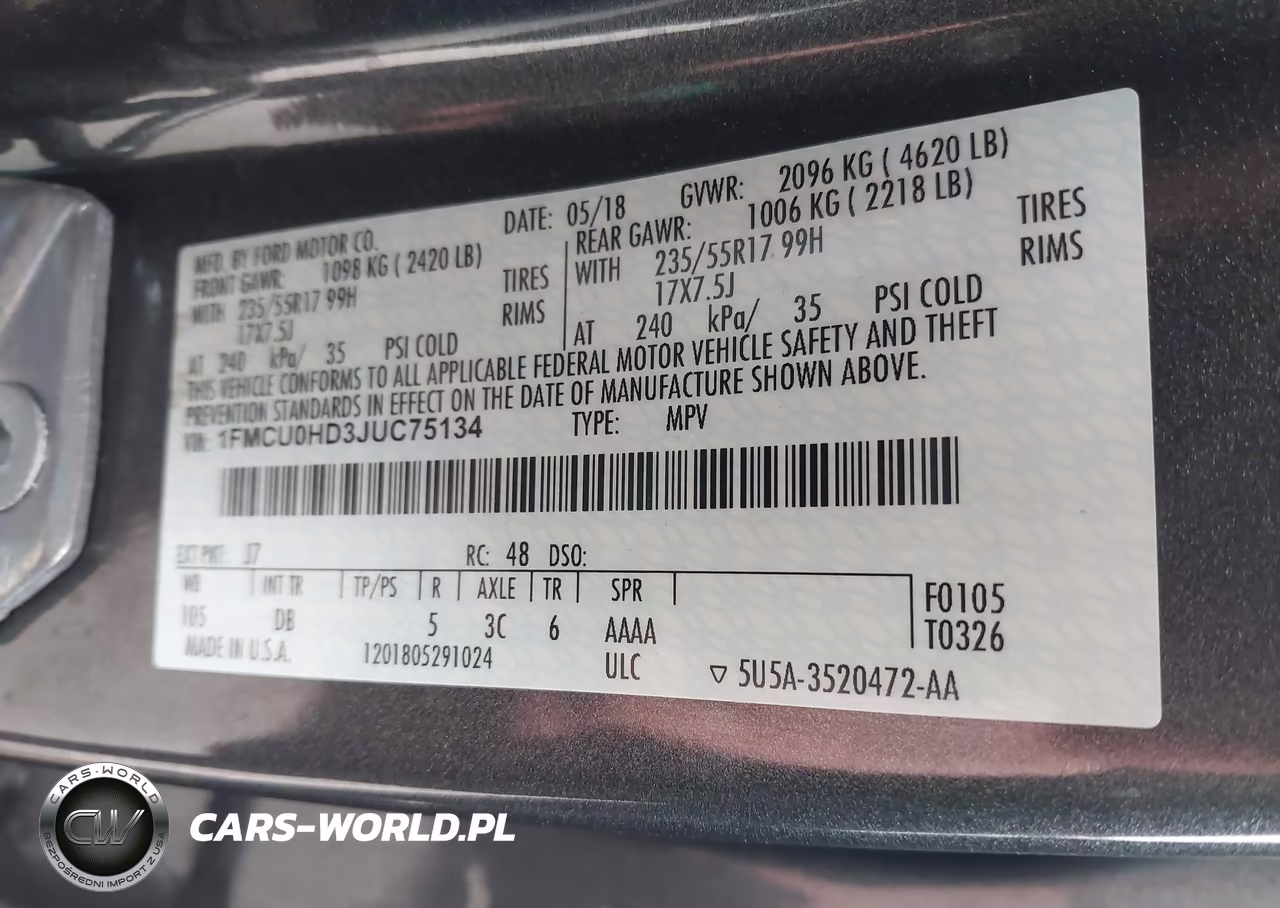 2018 Ford Escape Sel VIN:1FMCU0HD3JUC75134 - 9