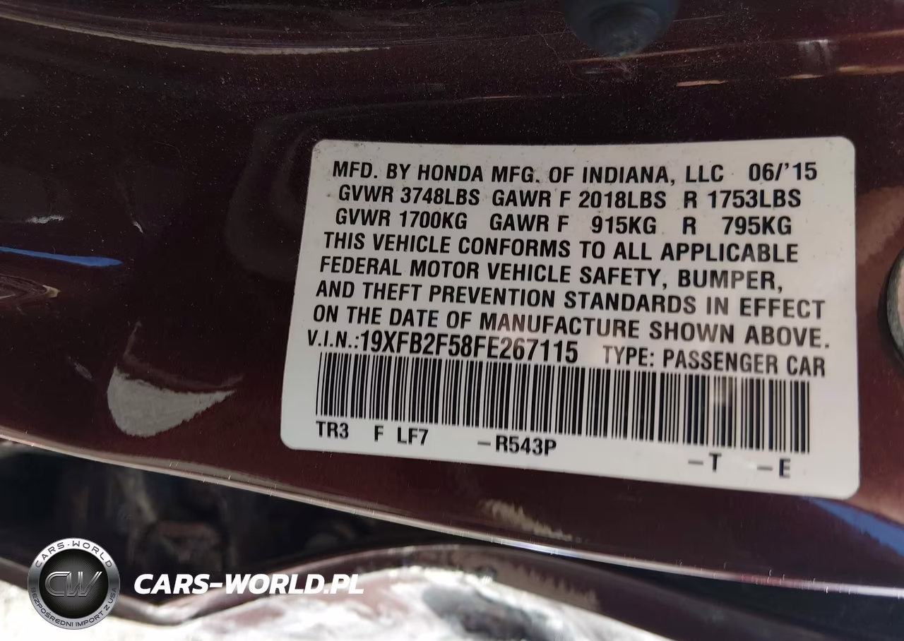 2015 Honda Civic Lx VIN:19XFB2F58FE267115 - 9
