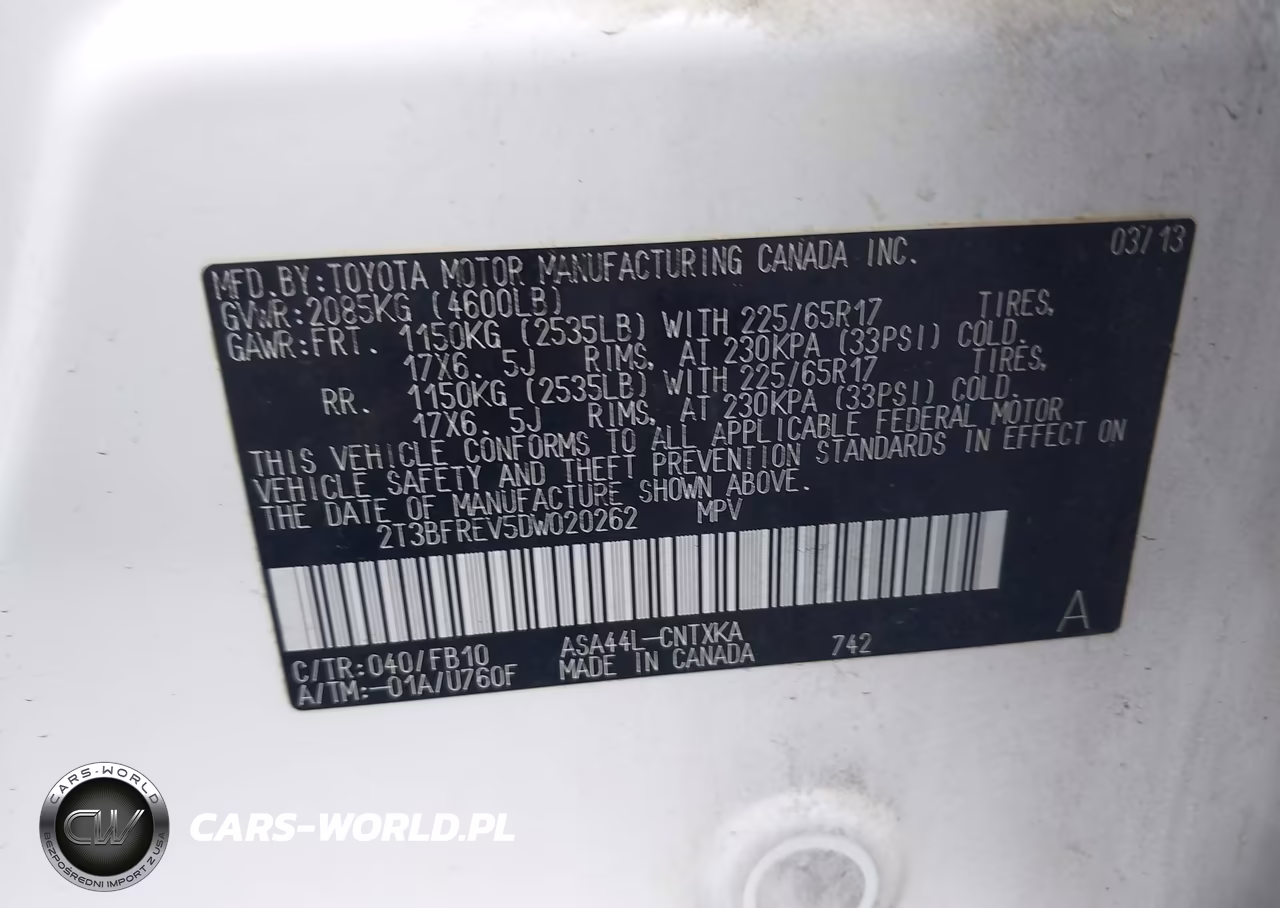 2013 Toyota Rav4 Le VIN:2T3BFREV5DW020262 - 9