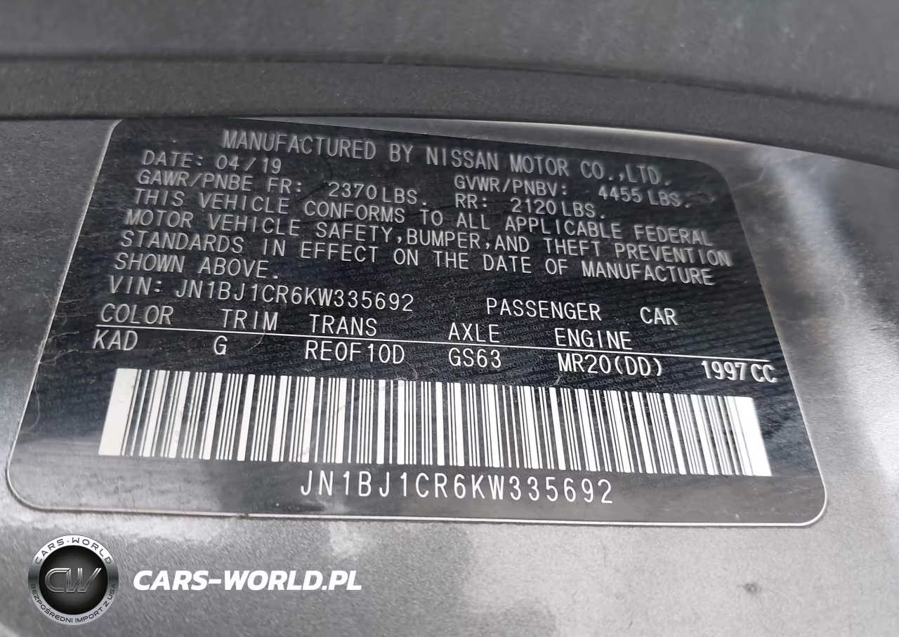2019 Nissan Rogue Sport S VIN:JN1BJ1CR6KW335692 - 9