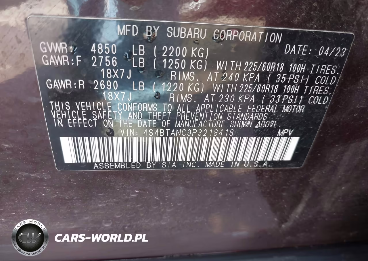 2023 Subaru Outback Limited VIN:4S4BTANC9P3218418 - 9