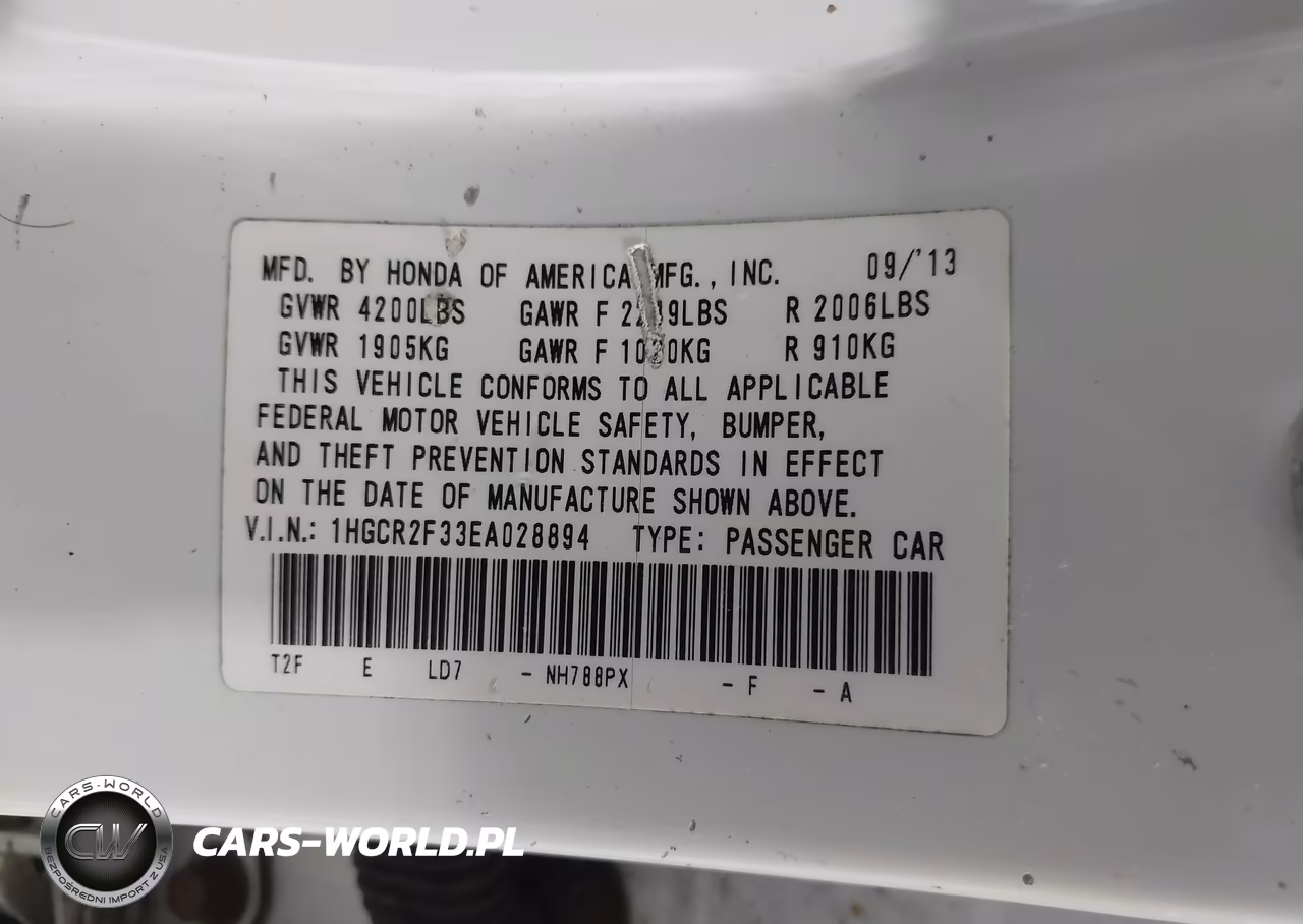 2014 Honda Accord Lx VIN:1HGCR2F33EA028894 - 9