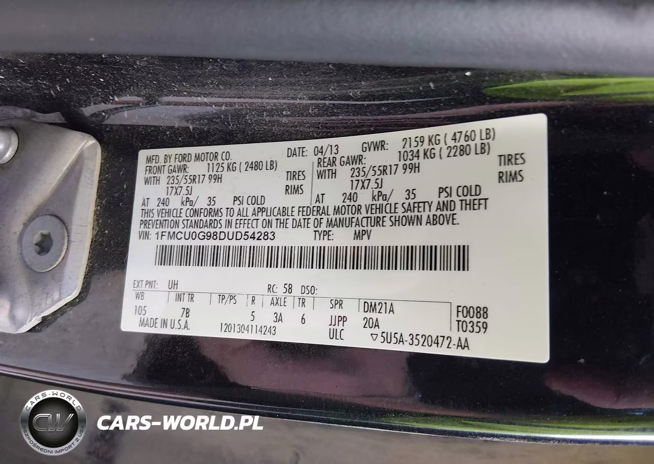2013 Ford Escape Se VIN:1FMCU0G98DUD54283 - 9