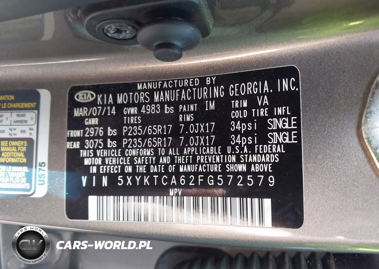2015 Kia Sorento Lx VIN:5XYKTCA62FG572579 - 9