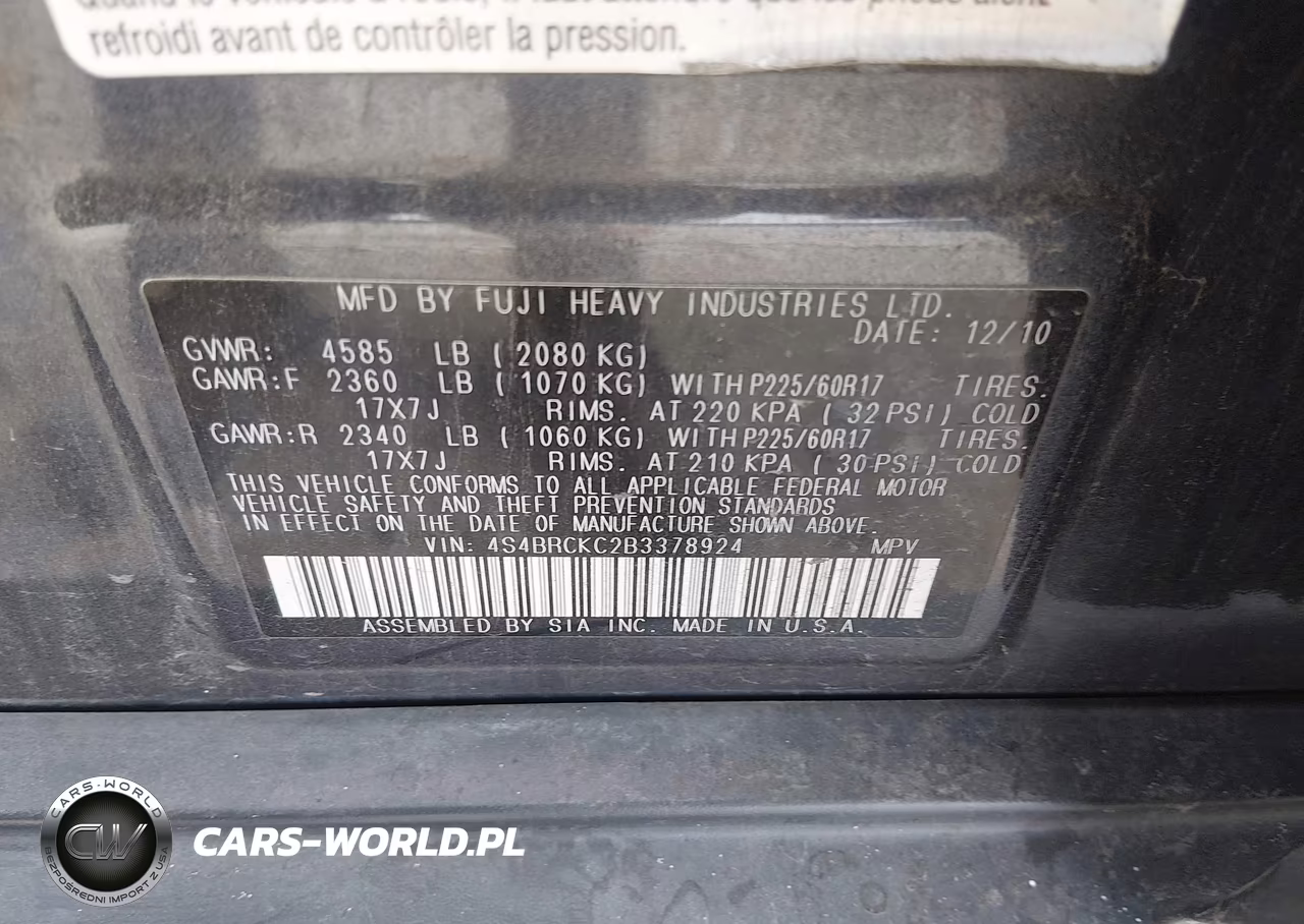 2011 Subaru Outback 2.5I Limited VIN:4S4BRCKC2B3378924 - 9