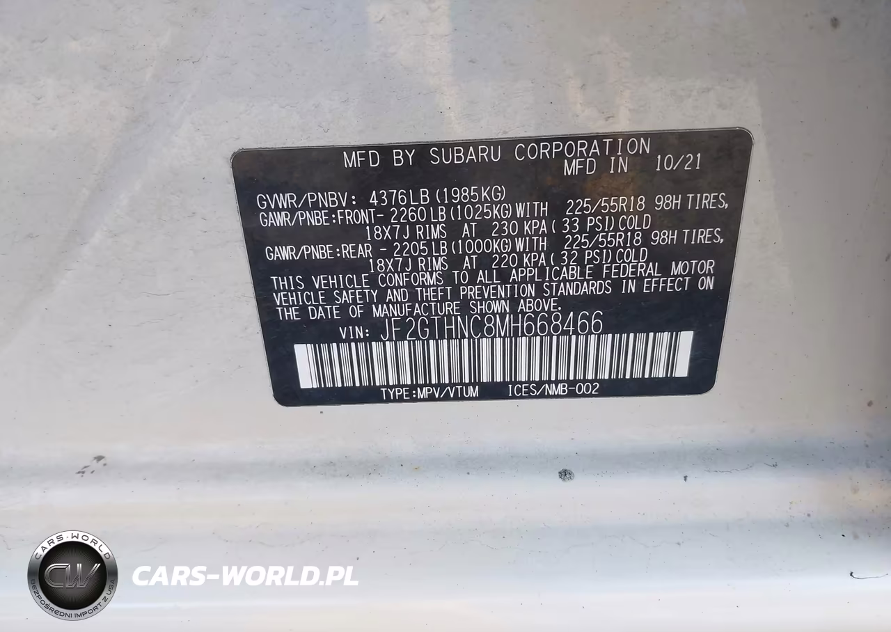 2021 Subaru Crosstrek Limited VIN:JF2GTHNC8MH668466 - 9