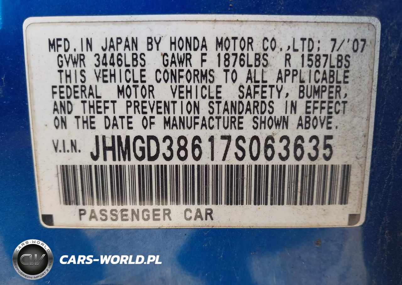 2007 Honda Fit Sport VIN:JHMGD38617S063635 - 9