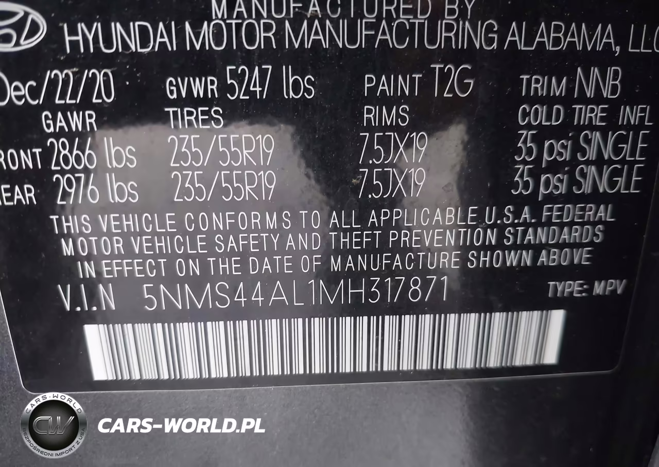 2021 Hyundai Santa Fe Limited VIN:5NMS44AL1MH317871 - 9