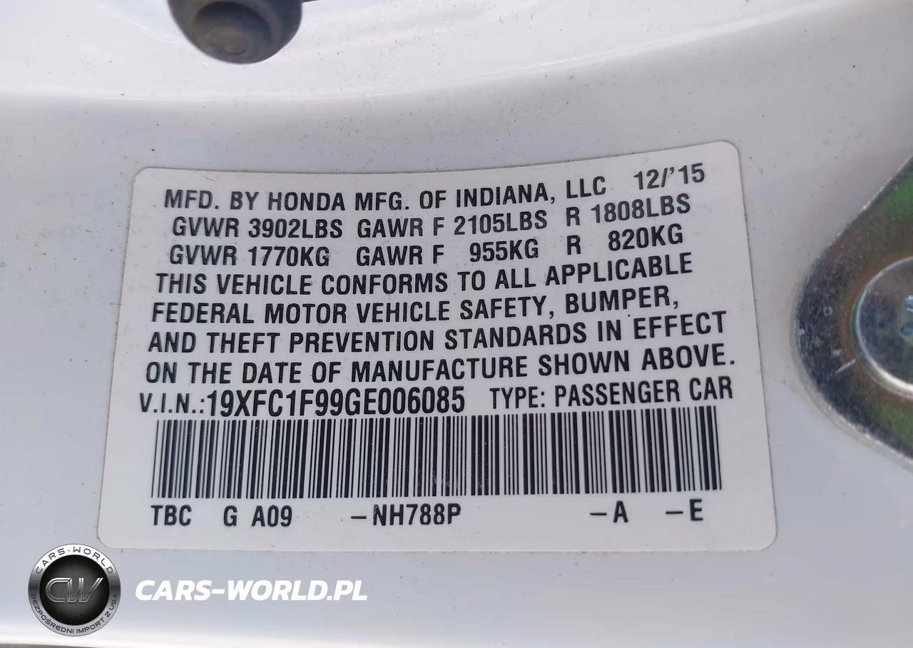 2016 Honda Civic Touring VIN:19XFC1F99GE006085 - 9