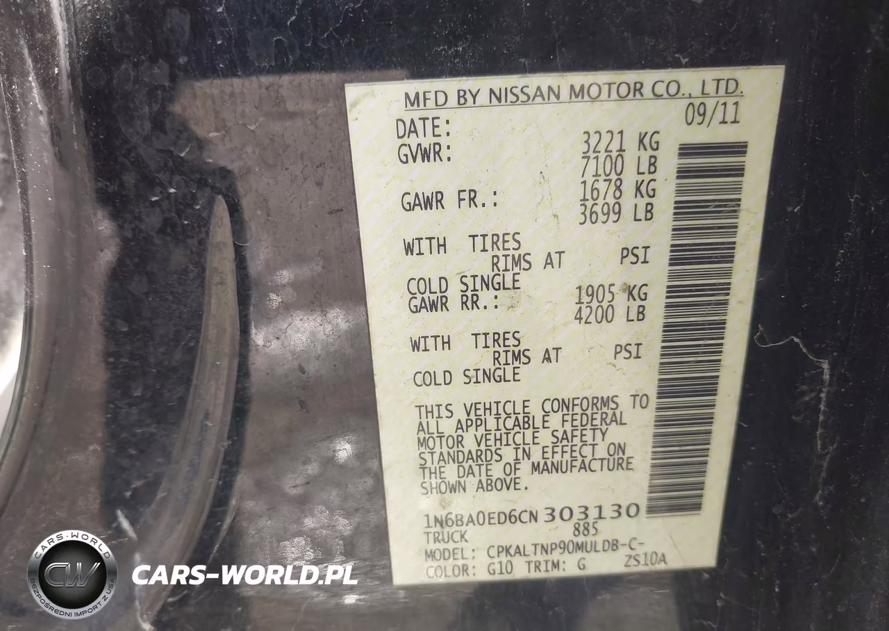 2012 Nissan Titan Sv VIN:1N6BA0ED6CN303130 - 9