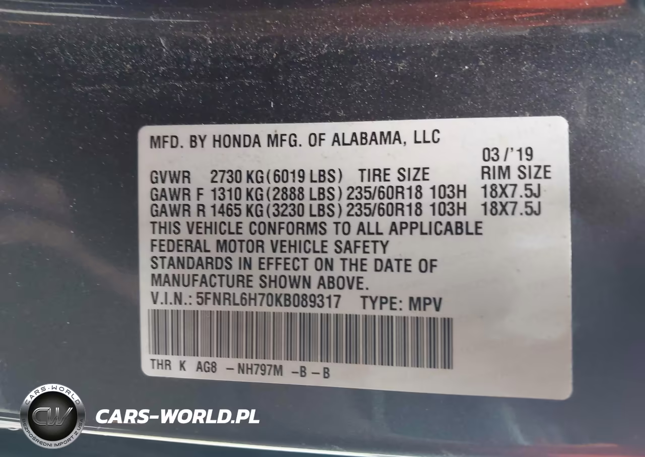 2019 Honda Odyssey Ex-L VIN:5FNRL6H70KB089317 - 9
