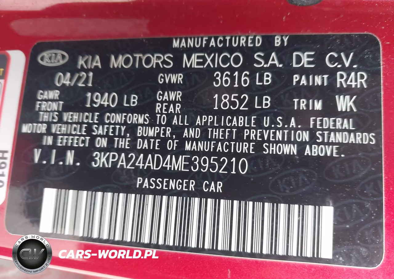 2021 Kia Rio S VIN:3KPA24AD4ME395210 - 9