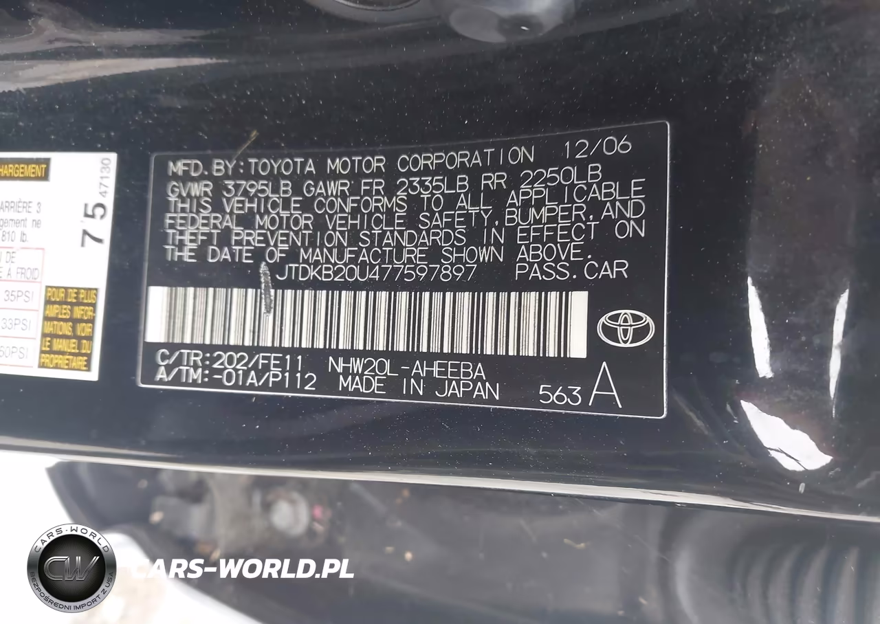 2007 Toyota Prius VIN:JTDKB20U477597897 - 9