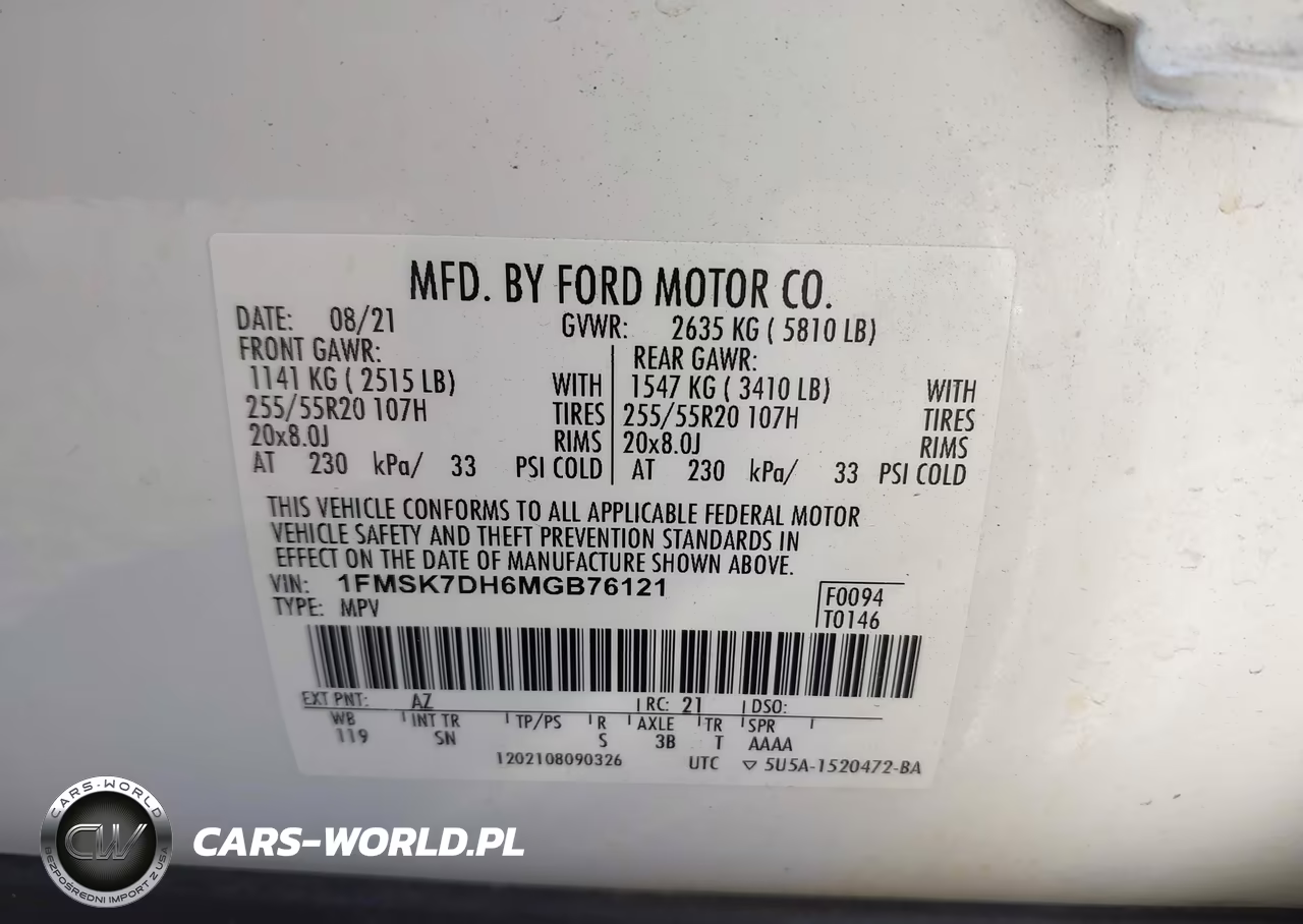 2021 Ford Explorer Xlt VIN:1FMSK7DH6MGB76121 - 9