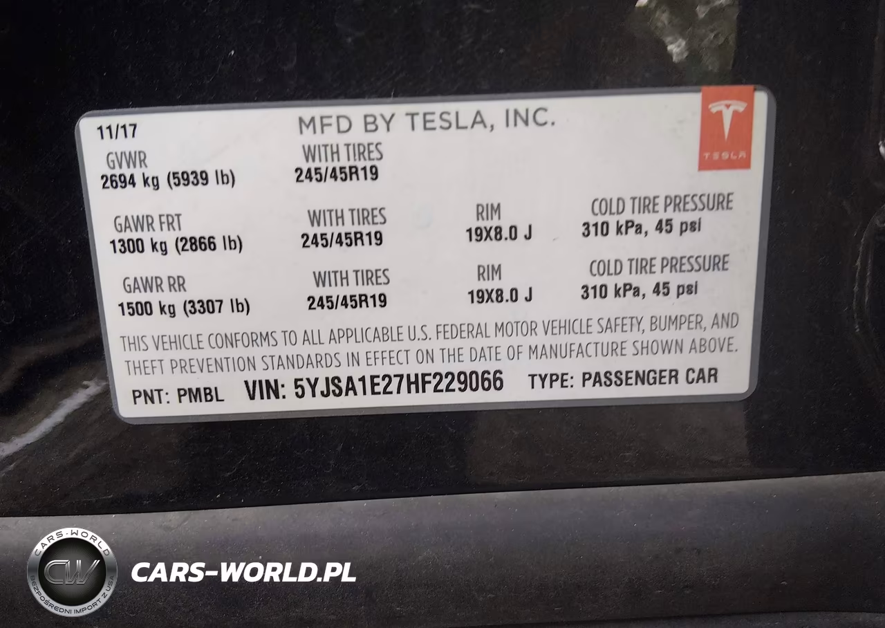 2017 Tesla Model S 100D-60D-75D-90D-P100D VIN:5YJSA1E27HF229066 - 9