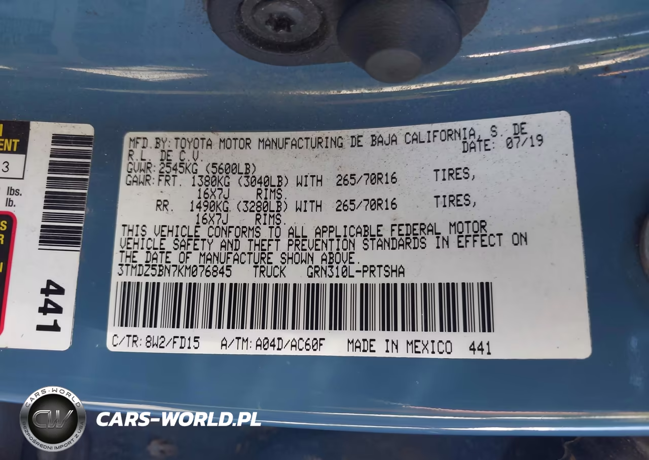 2019 Toyota Tacoma Trd Off Road VIN:3TMDZ5BN7KM076845 - 9