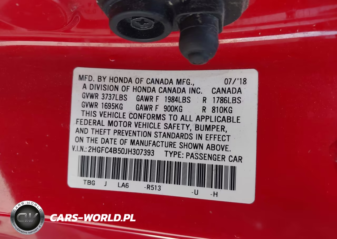 2018 Honda Civic Lx VIN:2HGFC4B50JH307393 - 9