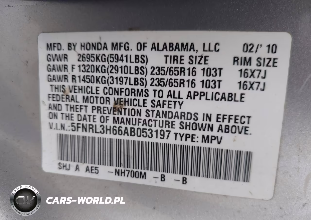 2010 Honda Odyssey Ex-L VIN:5FNRL3H66AB053197 - 9
