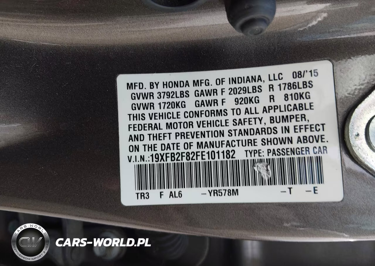 2015 Honda Civic Ex VIN:19XFB2F82FE101182 - 9
