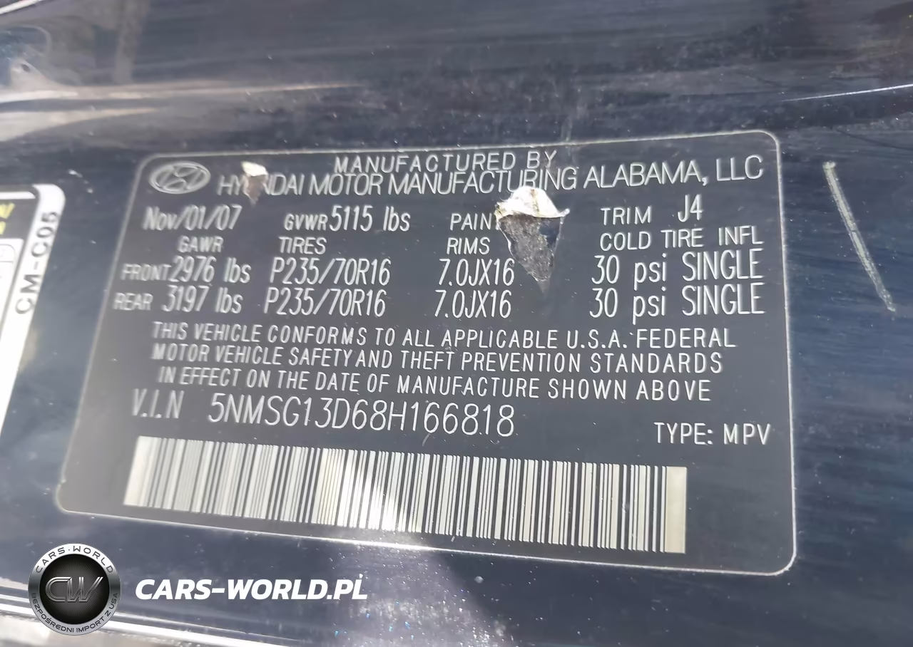 2008 Hyundai Santa Fe Gls VIN:5NMSG13D68H166818 - 9