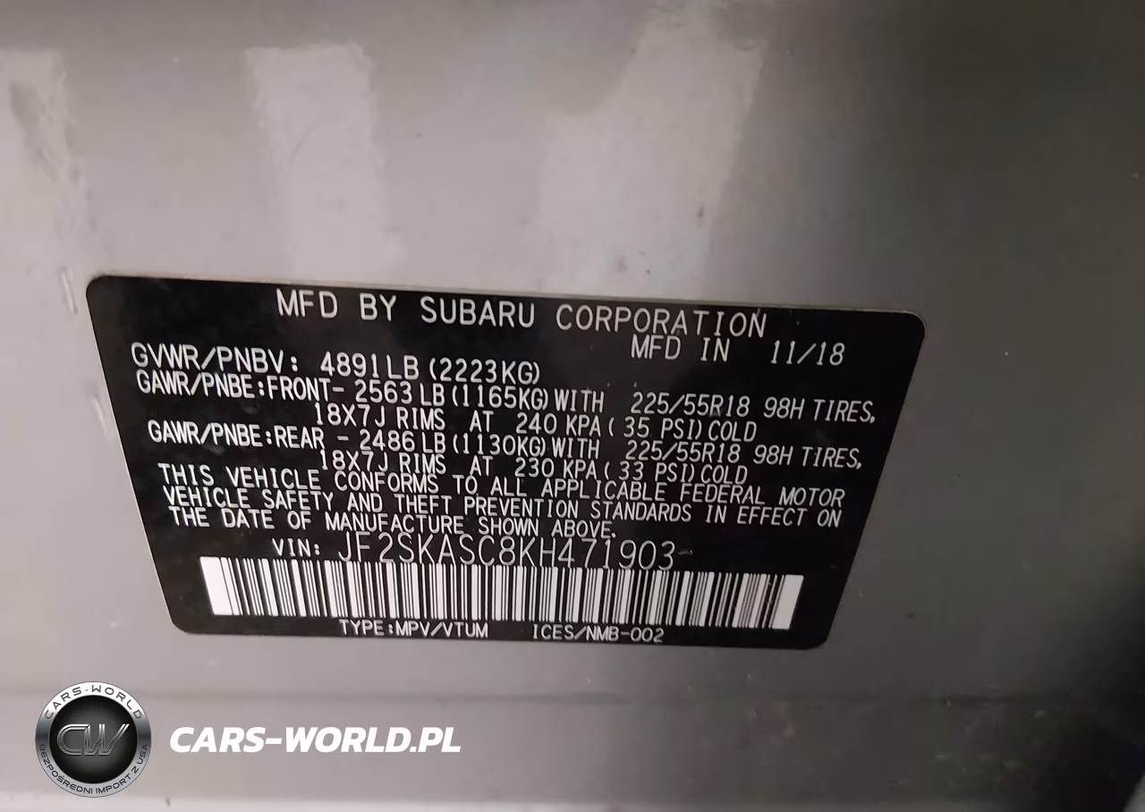 2019 Subaru Forester Limited VIN:JF2SKASC8KH471903 - 9