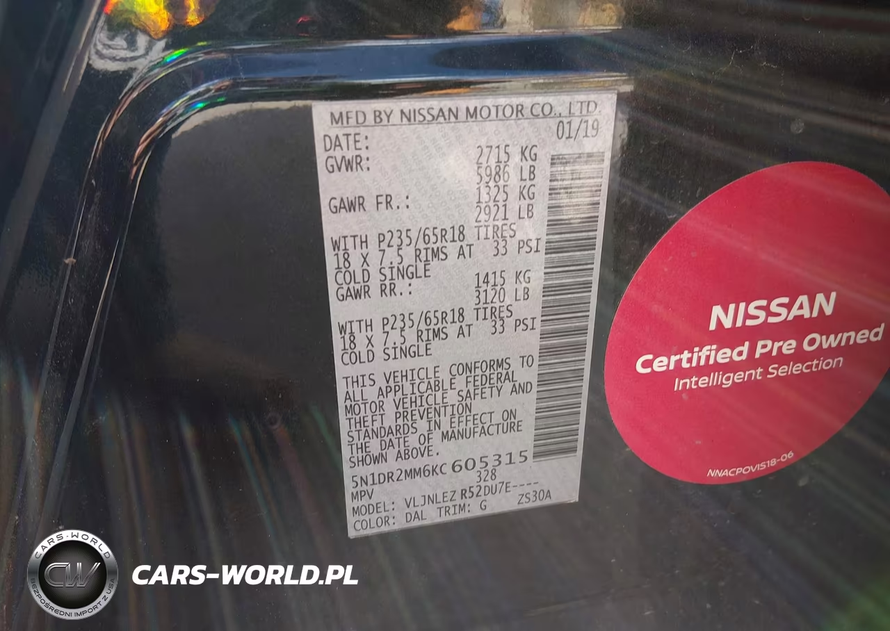 2019 Nissan Pathfinder Sv VIN:5N1DR2MM6KC605315 - 9