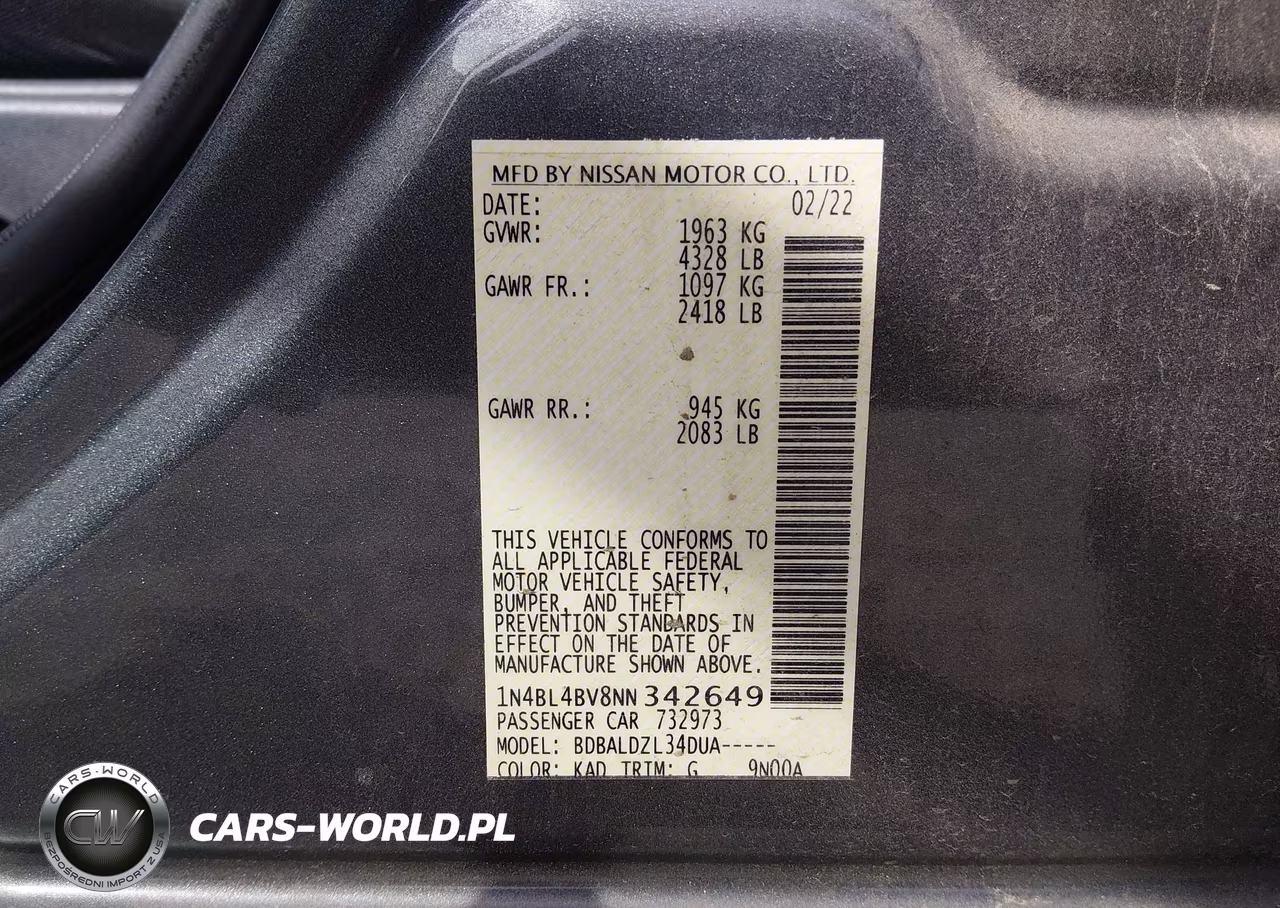 2022 Nissan Altima S Fwd VIN:1N4BL4BV8NN342649 - 9