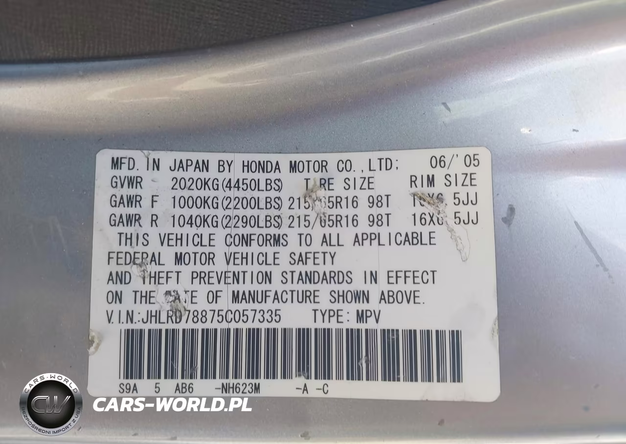 2005 Honda Cr-V Ex VIN:JHLRD78875C057335 - 9