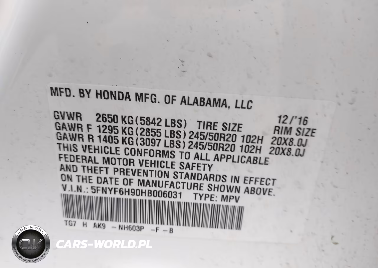 2017 Honda Pilot Touring VIN:5FNYF6H90HB006031 - 9