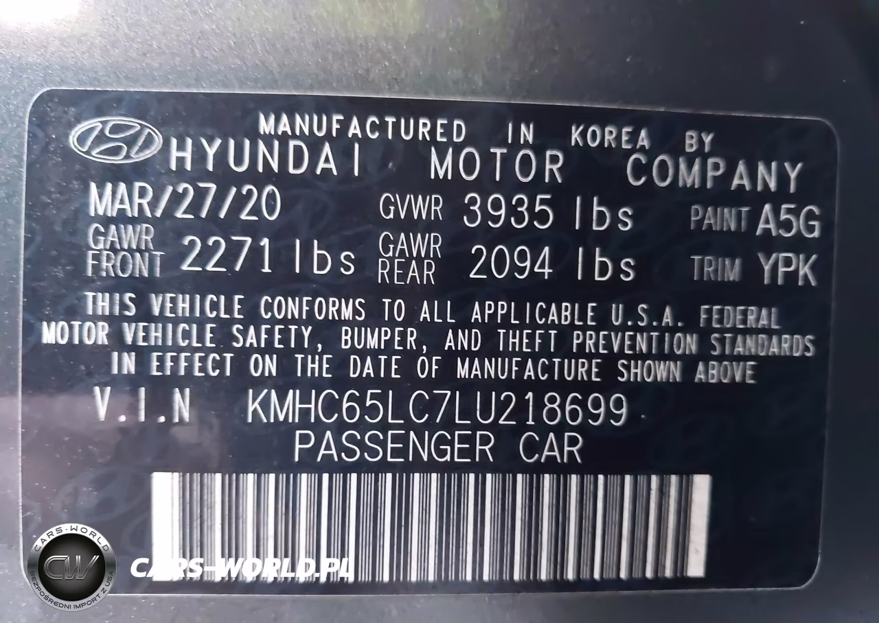 2020 Hyundai Ioniq Hybrid Blue VIN:KMHC65LC7LU218699 - 9
