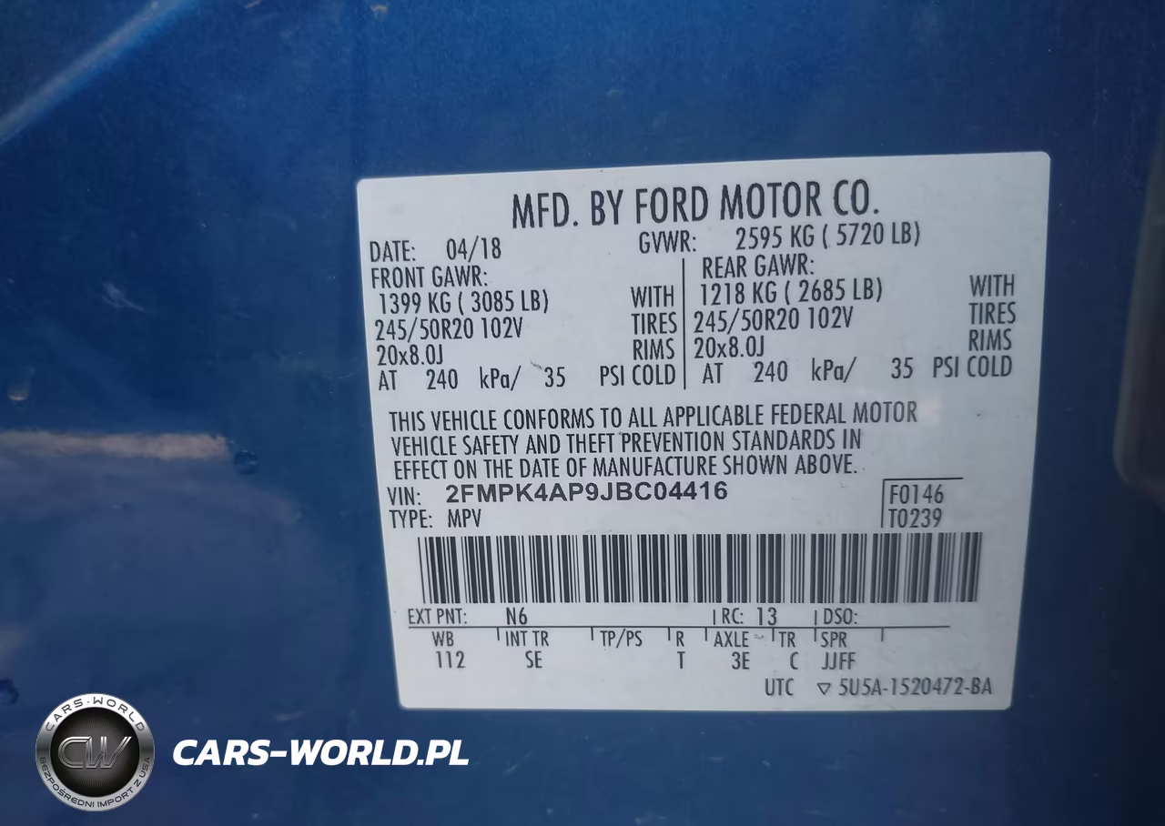 2018 Ford Edge Sport VIN:2FMPK4AP9JBC04416 - 9