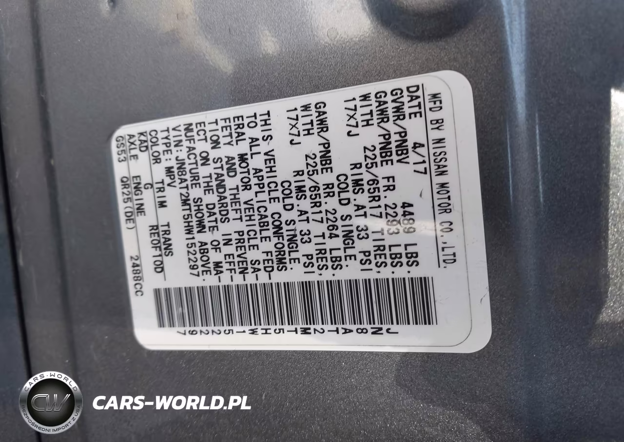 2017 Nissan Rogue Sv VIN:JN8AT2MT5HW152297 - 9