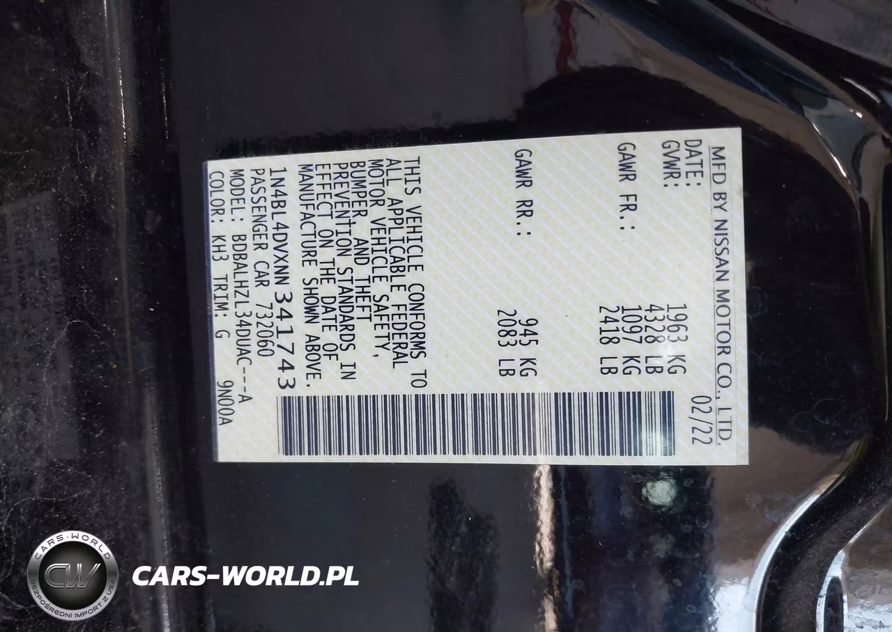 2022 Nissan Altima Sv Fwd VIN:1N4BL4DVXNN341743 - 9