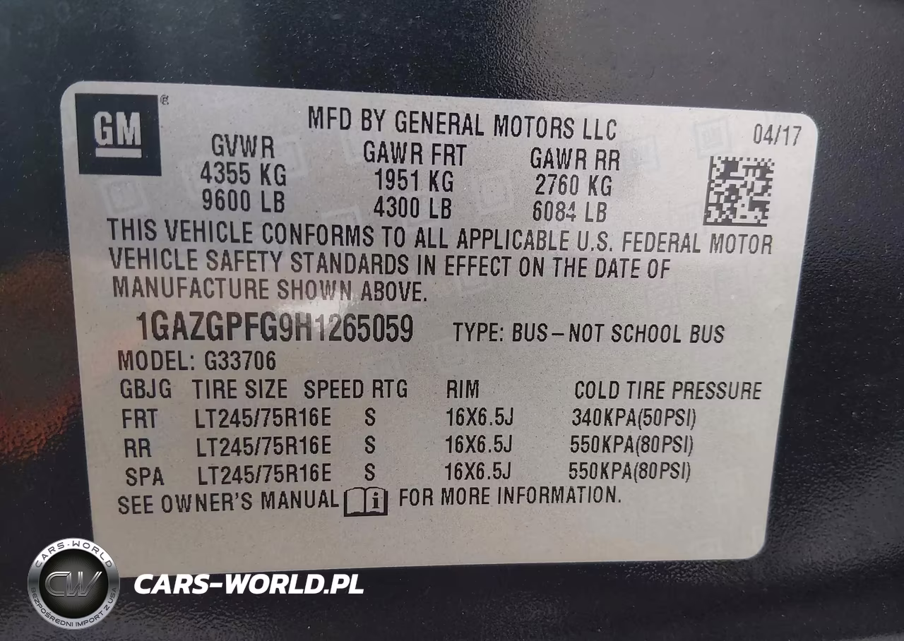 2017 Chevrolet Express 3500 Lt VIN:1GAZGPFG9H1265059 - 9