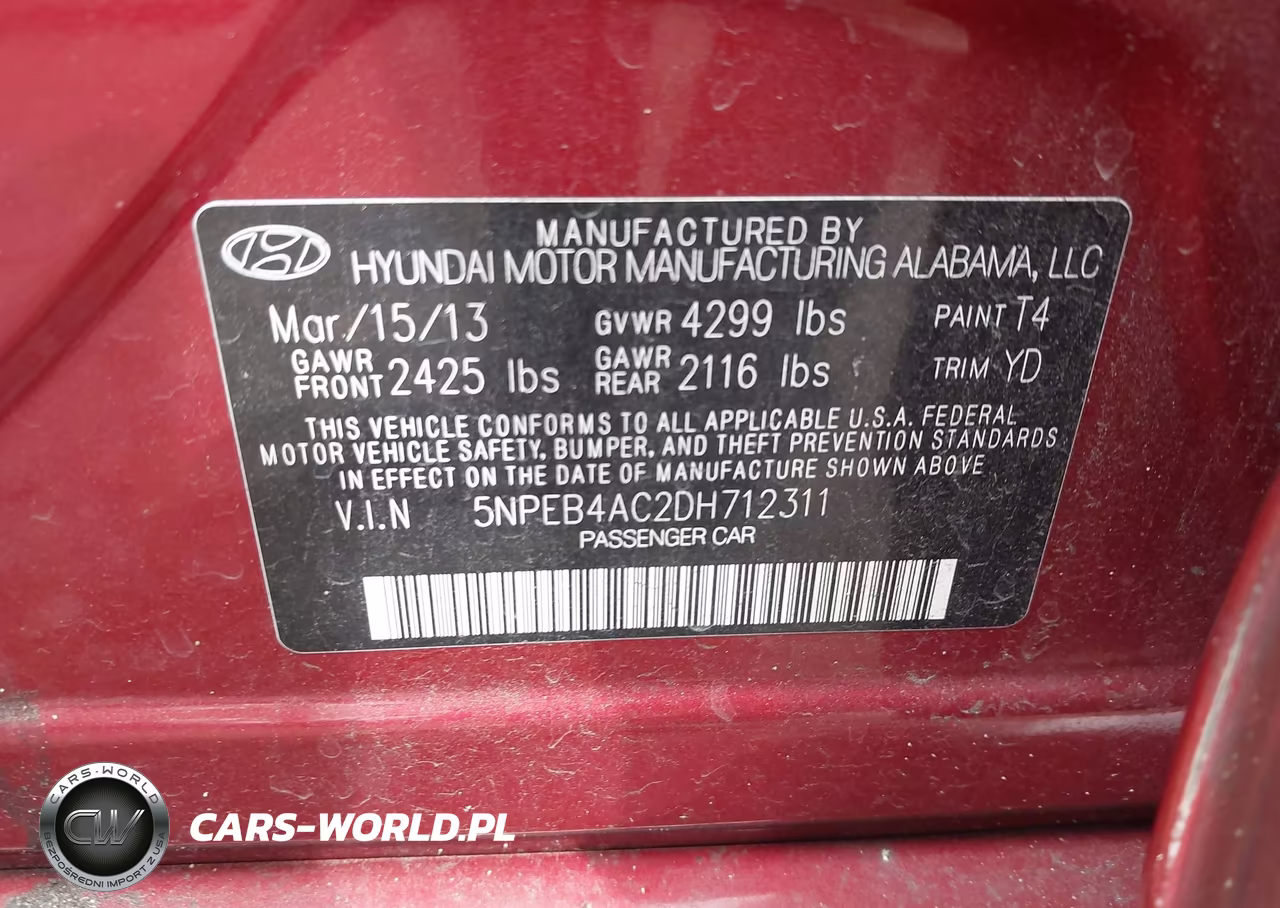 2013 Hyundai Sonata Gls VIN:5NPEB4AC2DH712311 - 9