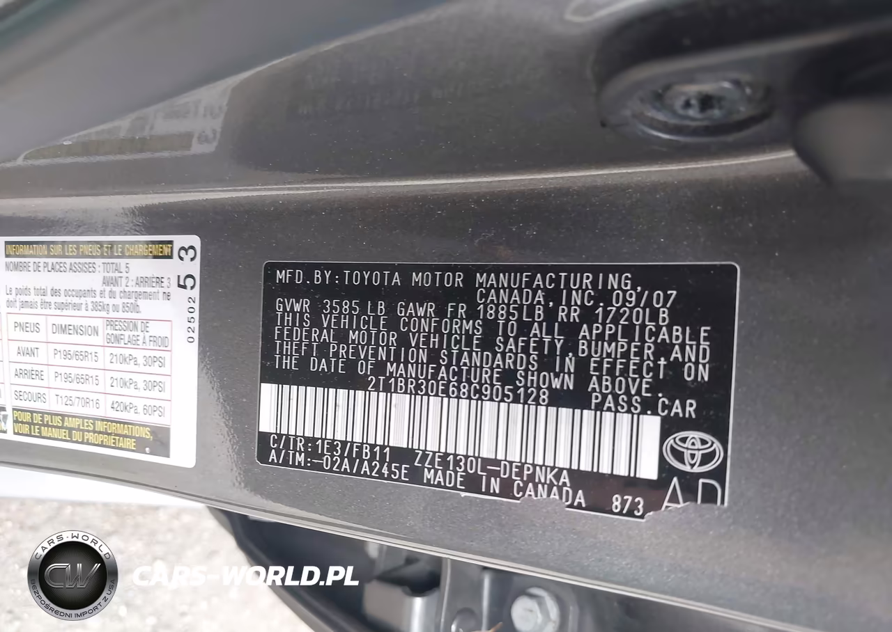 2008 Toyota Corolla Le VIN:2T1BR30E68C905128 - 9