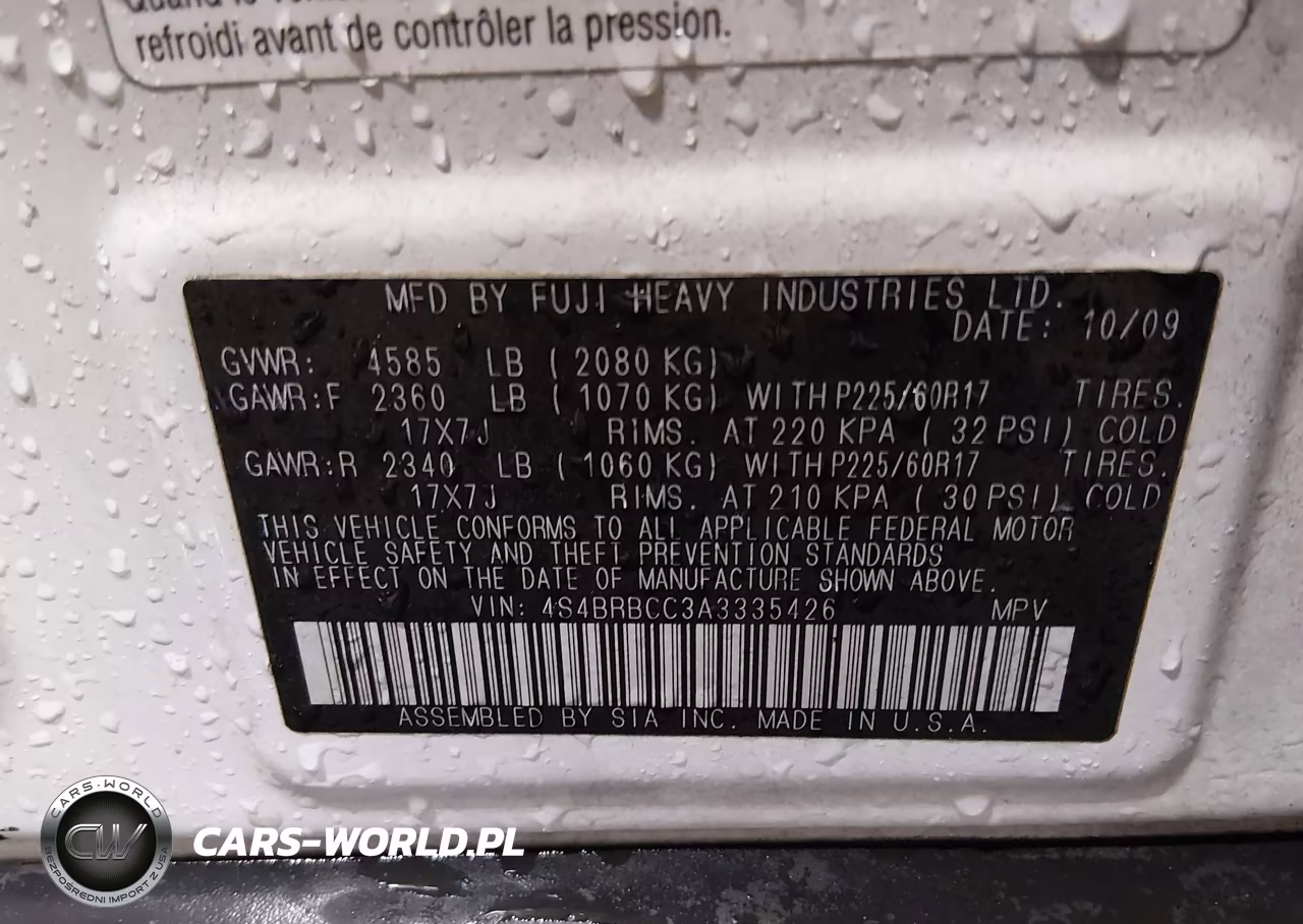 2010 Subaru Outback 2.5I Premium VIN:4S4BRBCC3A3335426 - 9