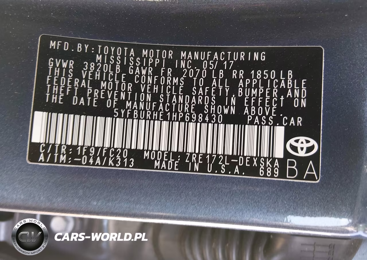 2017 Toyota Corolla Se VIN:5YFBURHE1HP698430 - 9