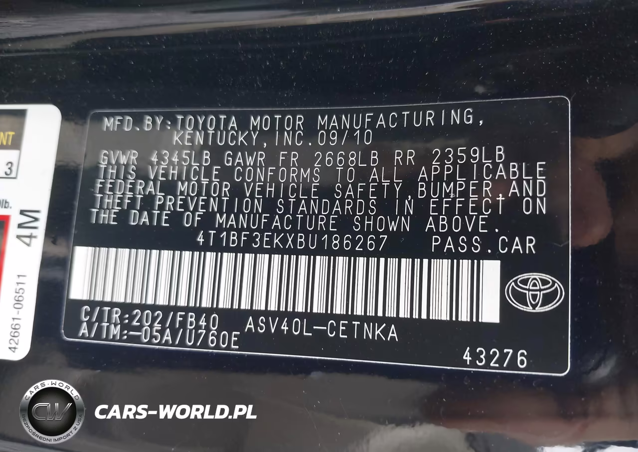 2011 Toyota Camry Le VIN:4T1BF3EKXBU186267 - 9