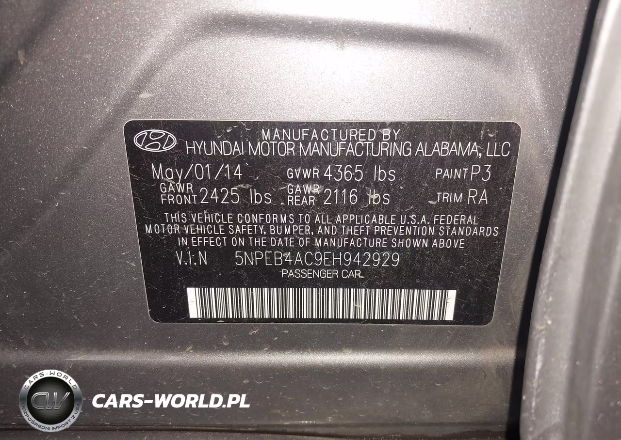 2014 Hyundai Sonata Gls VIN:5NPEB4AC9EH942929 - 9