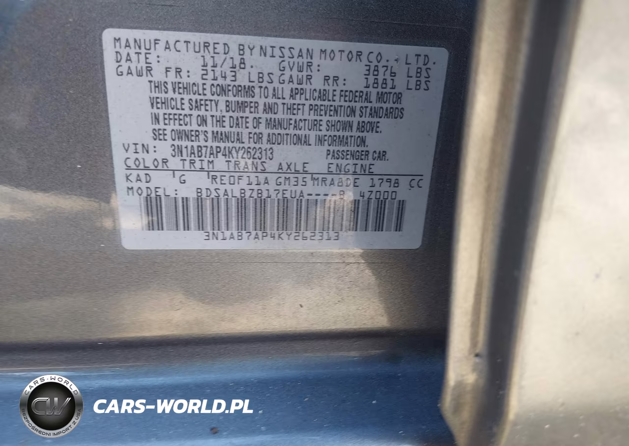 2019 Nissan Sentra S VIN:3N1AB7AP4KY262313 - 9