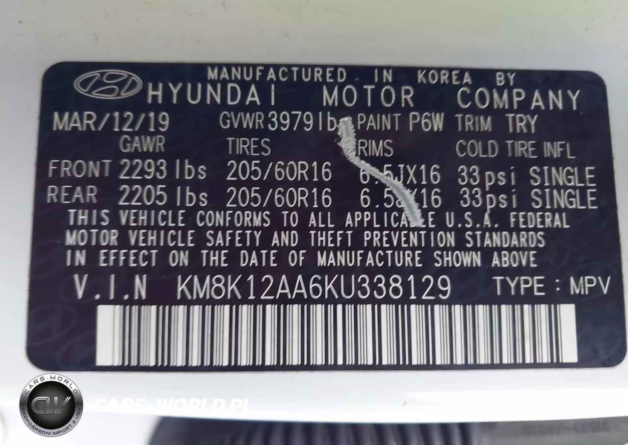 2019 Hyundai Kona Se VIN:KM8K12AA6KU338129 - 9