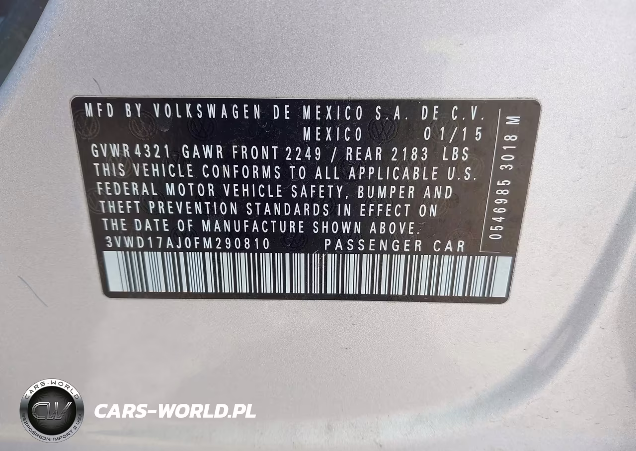 2015 Volkswagen Jetta 1.8T Se VIN:3VWD17AJ0FM290810 - 9